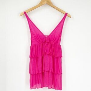 Y2k Victoria's Secret Pink Ruffle Babydoll Tank Small